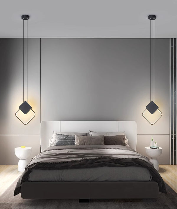 Minimalist LED Line Bedroom Bedside Chandelier