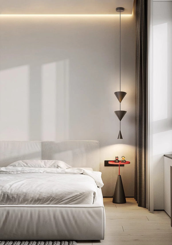 Minimalist conical bedroom bedside background wall chandelier