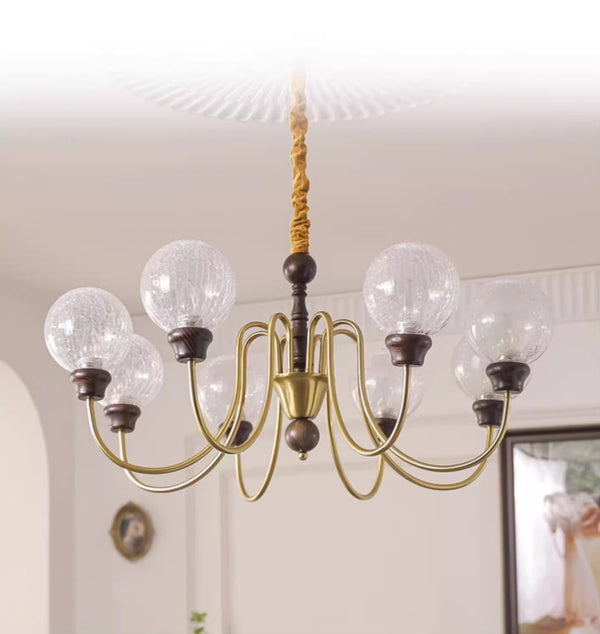 Amerikanischer Retro-Kronleuchter aus Massivholz für das Wohnzimmer