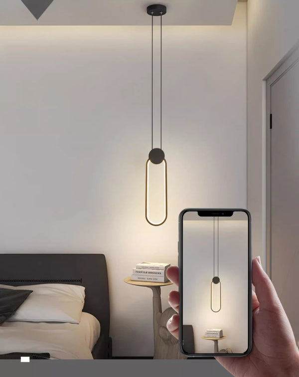 Minimalist LED Line Bedroom Bedside Chandelier