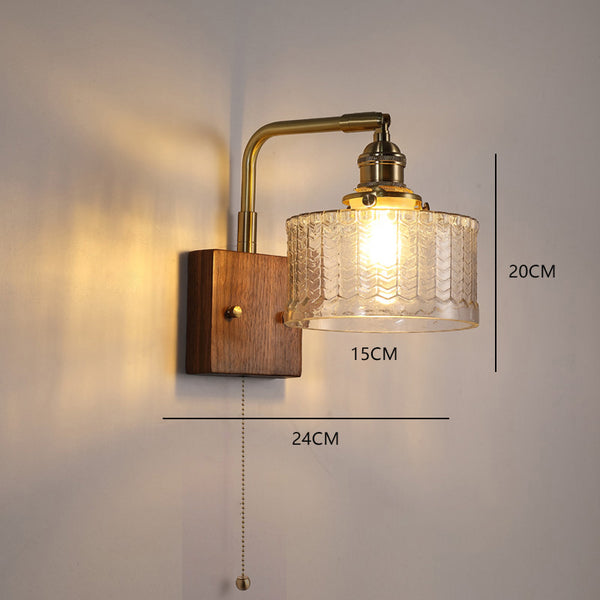 Japanese style retro glass bedroom bedside wall lamp