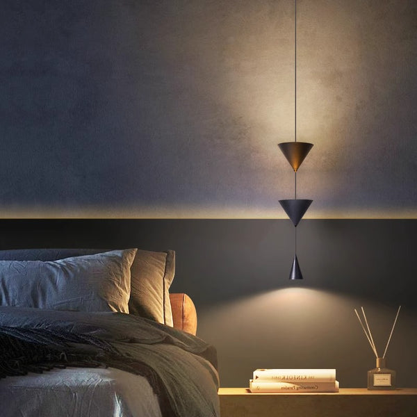 Minimalist conical bedroom bedside background wall chandelier