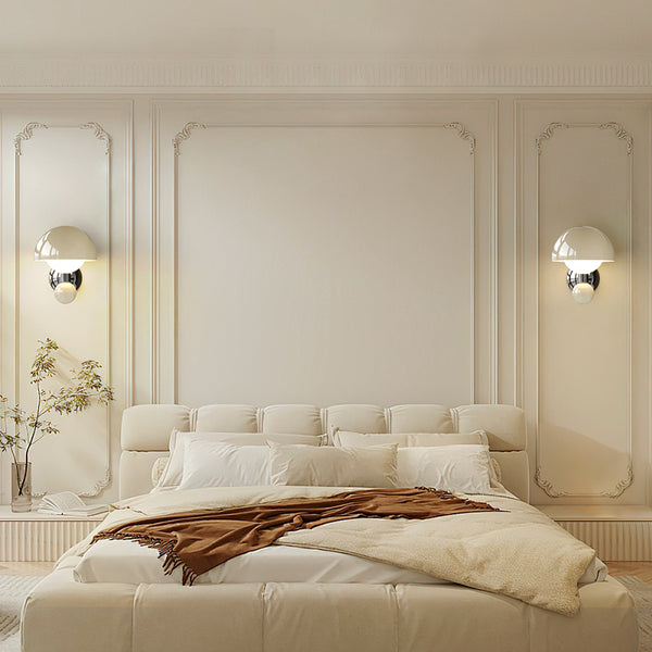 Applique de chevet de chambre à coucher de style champignon crème
