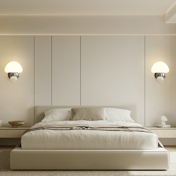 Applique de chevet de chambre à coucher de style champignon crème