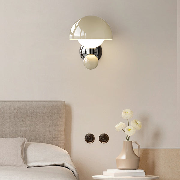 Applique de chevet de chambre à coucher de style champignon crème
