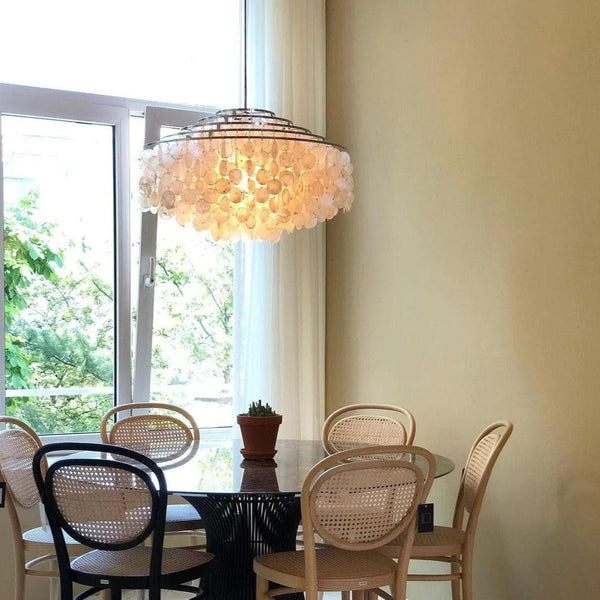 French style living room shell chandelier