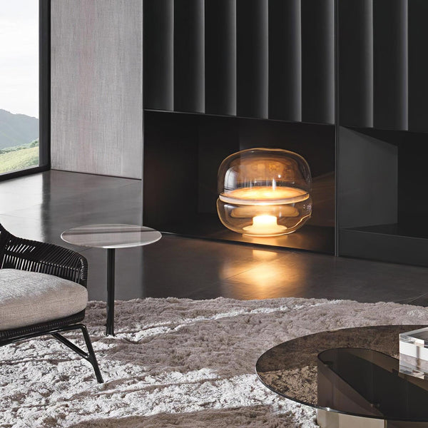 Round glass cloud stone bedside table lamp