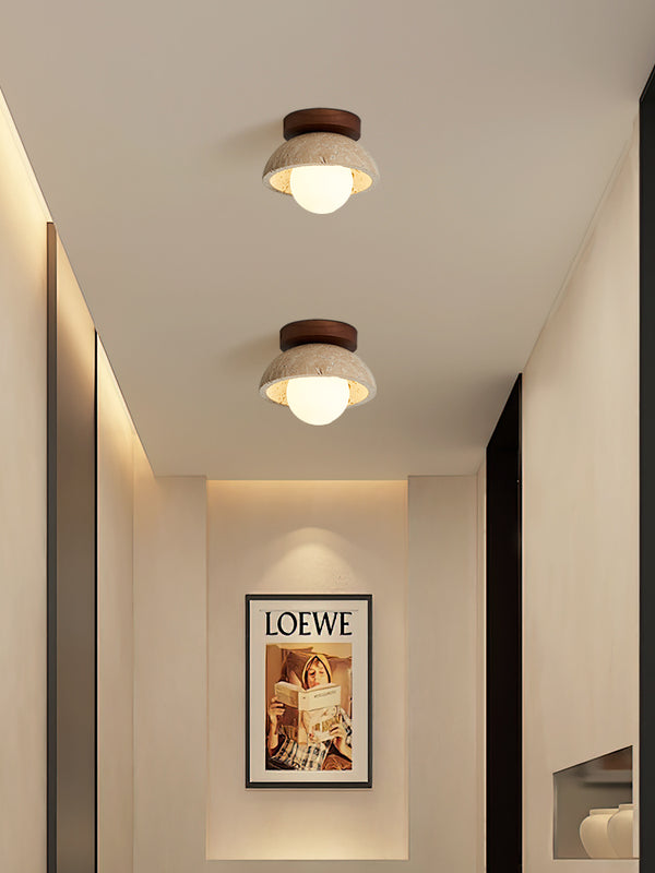 Plafonnier d'allée en travertin jaune