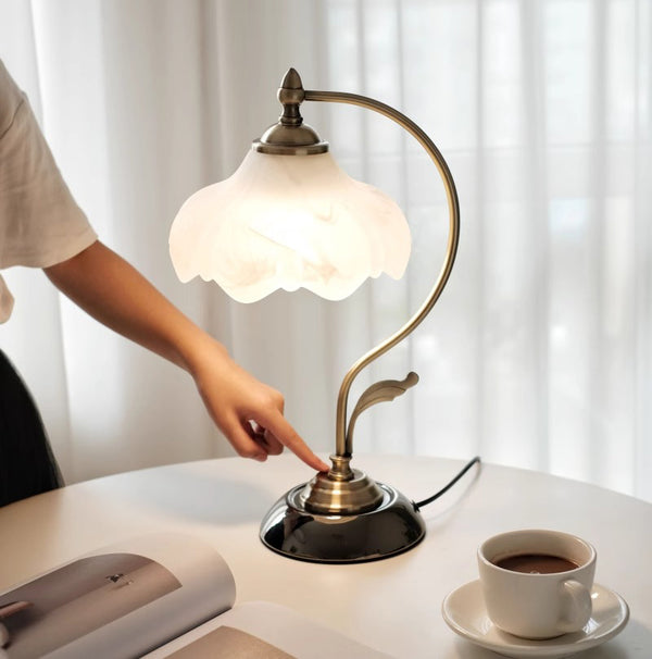 French retro glass bedside table lamp