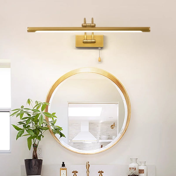 All-copper foldable LED mirror wall lamp