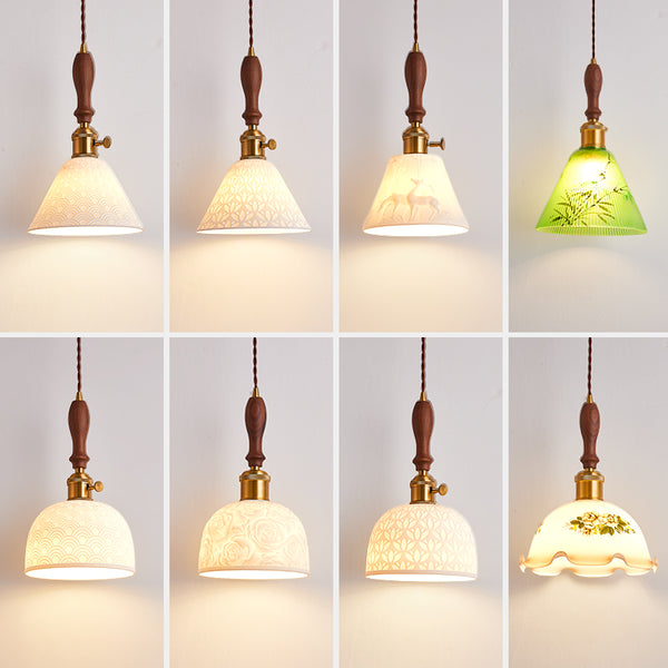 Wabi-sabi style bedroom bedside ceramic chandelier