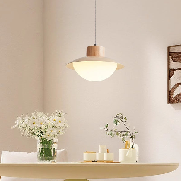 Lustre de salle à manger original en bois de style crème