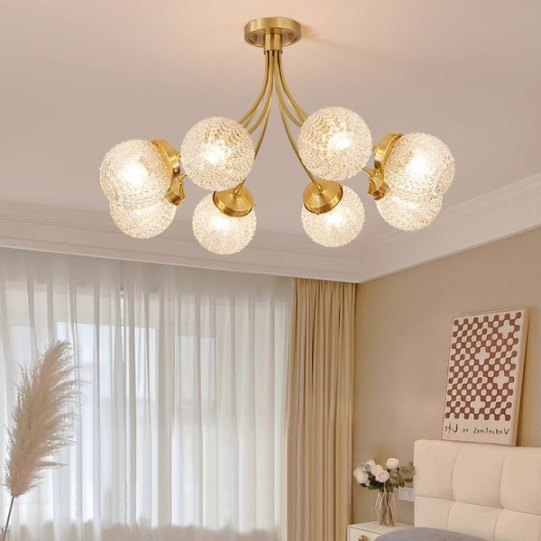 American all-copper glass bedroom chandelier