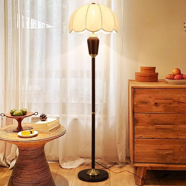 Retro solid wood living room bedroom floor lamp