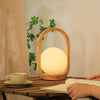 Vintage solid wood portable table lamp