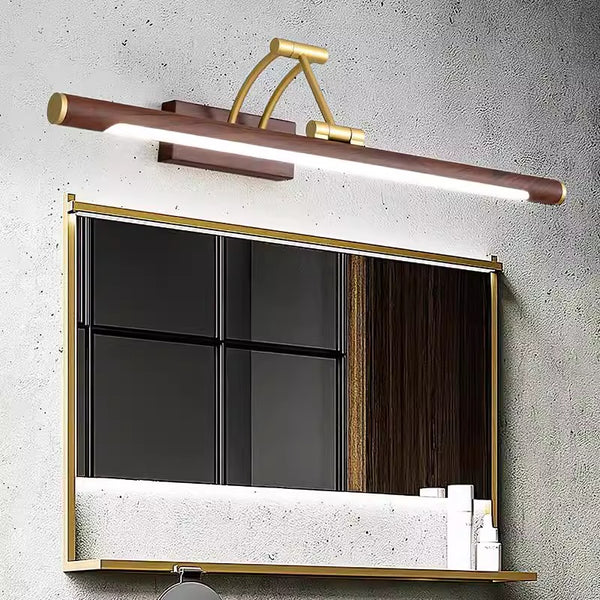 Foldable wood grain color LED mirror front wall lamp