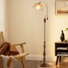 French vintage walnut floor lamp