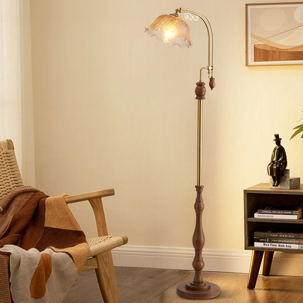 French vintage walnut floor lamp