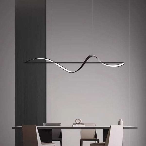 Lustre de restaurant créatif à longue bande, entièrement en cuivre