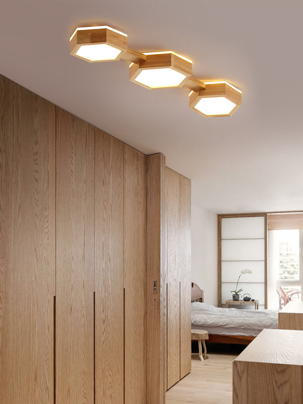 Creative solid wood LED ceiling lamp