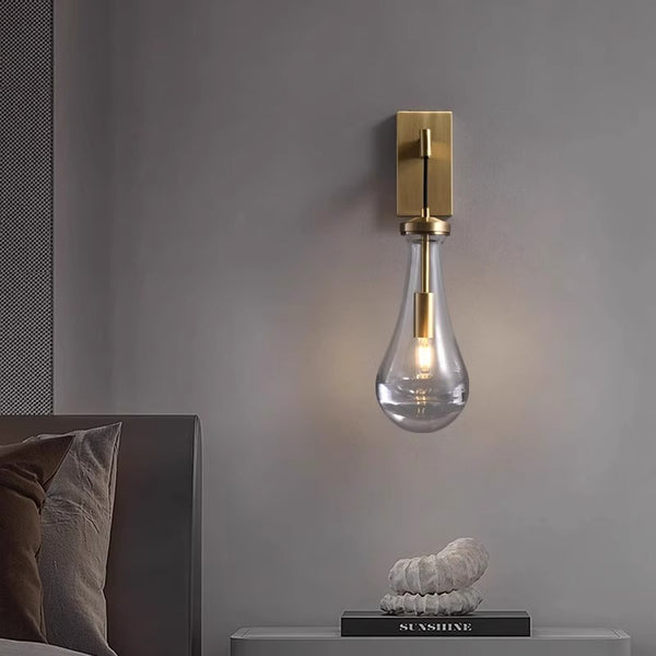 All-copper creative water drop bedroom bedside wall lamp