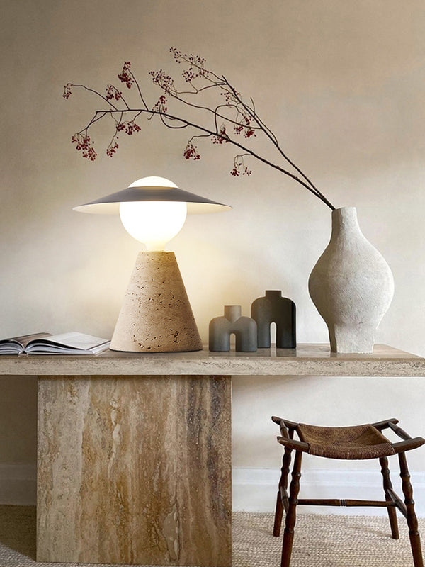 Japanese yellow travertine table lamp