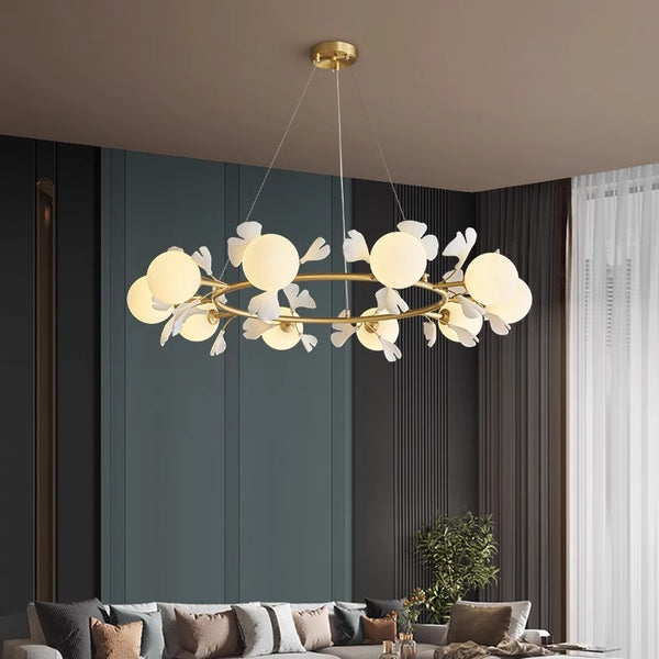 French creative ginkgo leaf living room chandelier