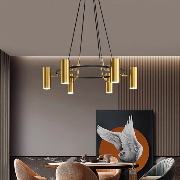 Retro golden wrought iron chandelier