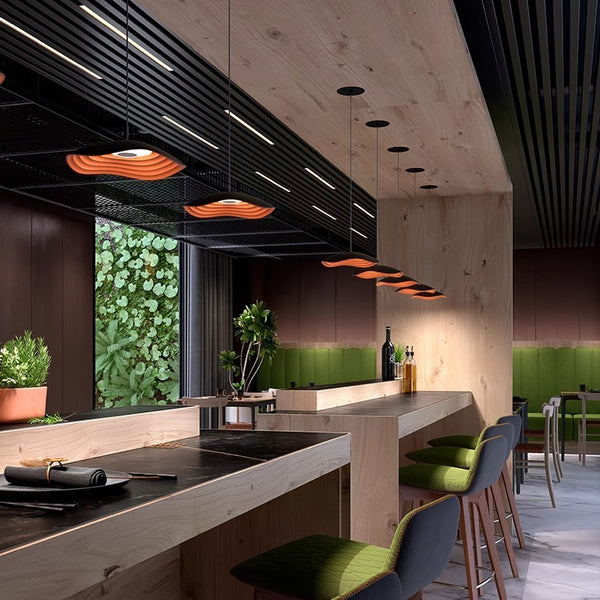 Lampe à suspension de salle à manger en forme de feuille de lotus de style Wabi-sabi