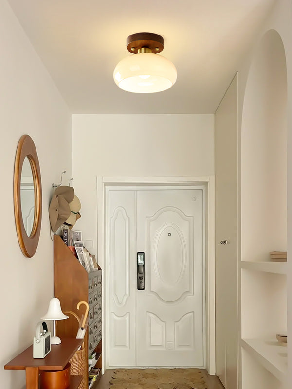 Deckenlampe aus Walnussglas im mittelalterlichen Stil