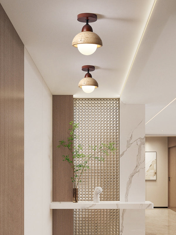 Plafonnier d'allée en travertin jaune