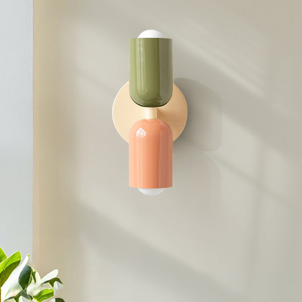 Cream style double head bedroom bedside wall lamp