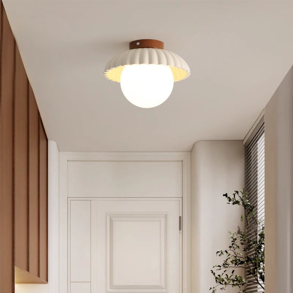 Creative round ball straw hat ceiling lamp