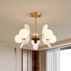 Vintage Walnut Bedroom Living Room Glass Chandelier