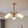 Japanese style solid wood glass bedroom chandelier