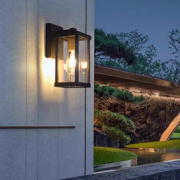 Black outdoor waterproof courtyard garden exterior villa wall lamp