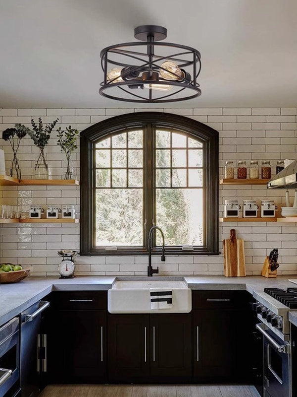 American retro bedroom corridor iron ceiling lamp