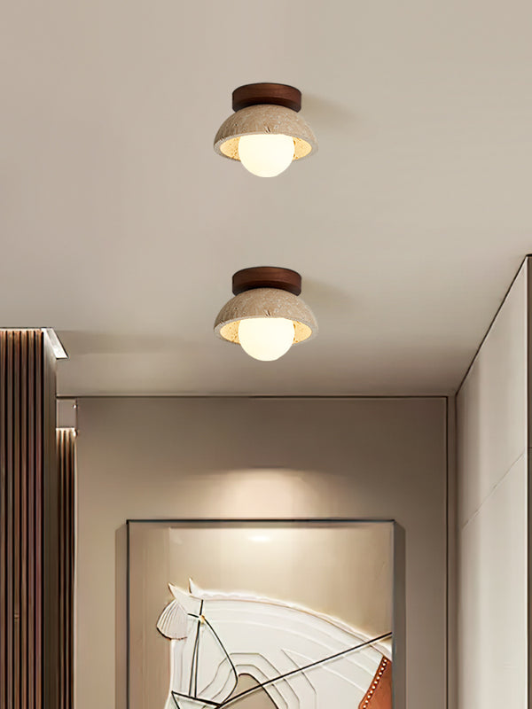 Plafonnier d'allée en travertin jaune