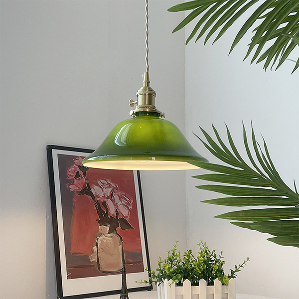 Vintage green glass chandelier