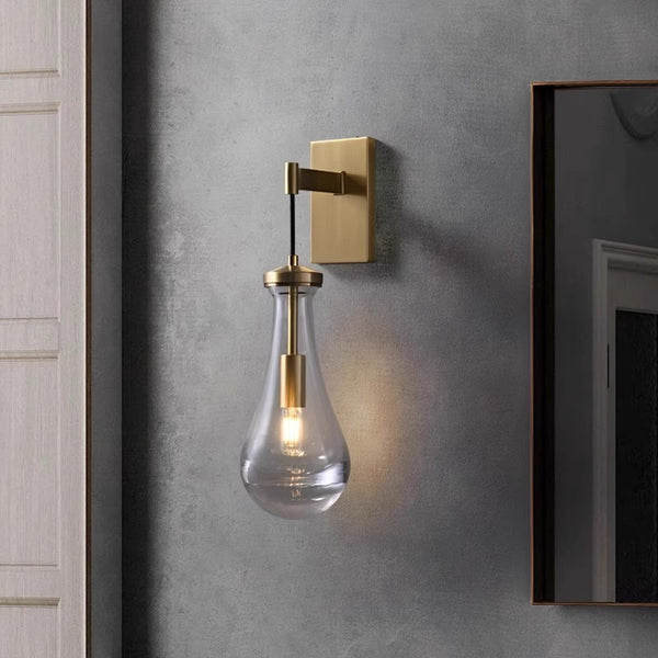 All-copper creative water drop bedroom bedside wall lamp