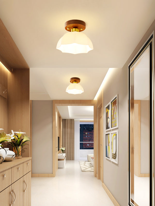 Deckenlampe aus Walnussglas im mittelalterlichen Stil