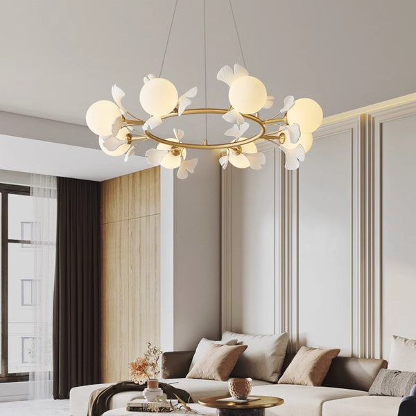 French creative ginkgo leaf living room chandelier