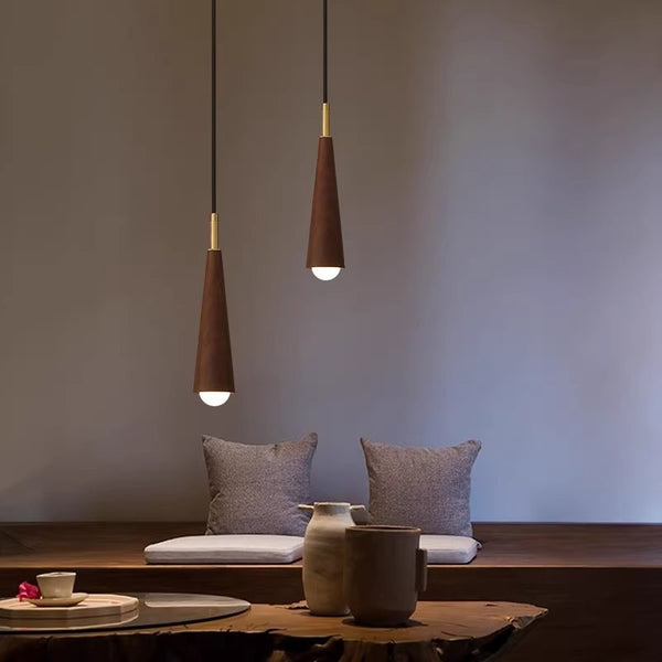 Lustre de chevet de chambre en bois massif tout en cuivre