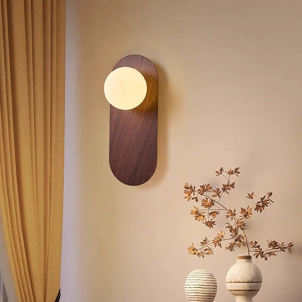 Vintage walnut grain bedside wall lamp