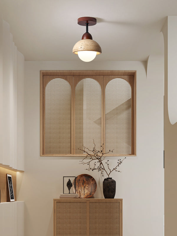 Plafonnier d'allée en travertin jaune