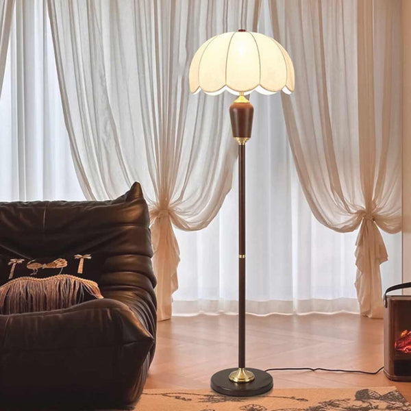 Retro solid wood living room bedroom floor lamp