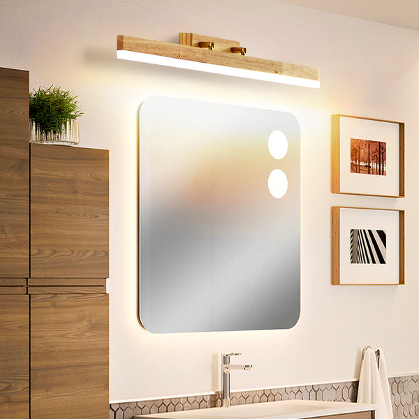 Applique murale LED en bois massif avec miroir