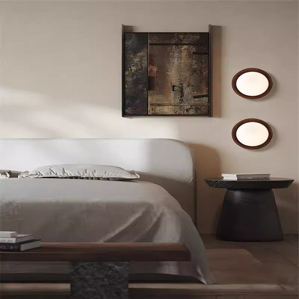 Solid wood glass ball wall lamp