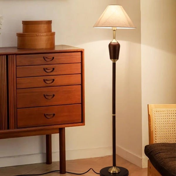 Retro solid wood living room bedroom floor lamp