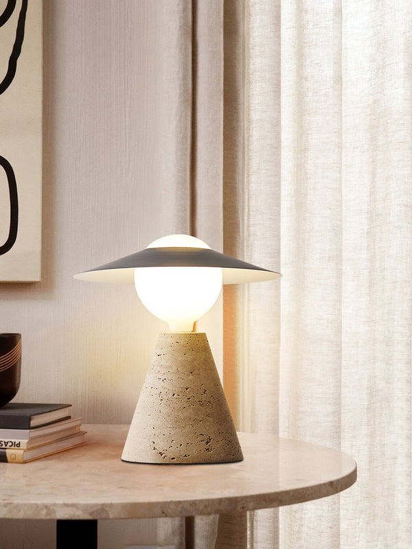 Japanese yellow travertine table lamp